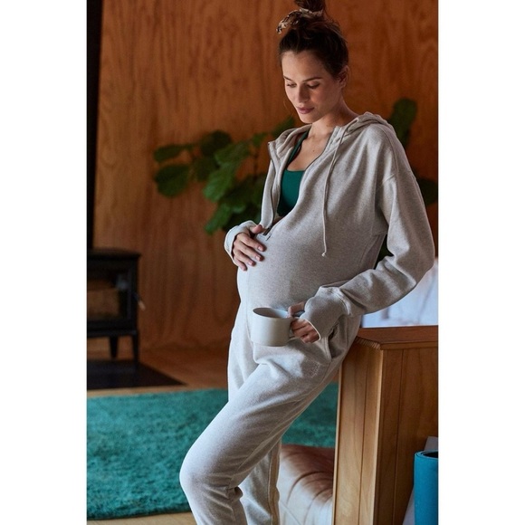 FREE PEOPLE | Cozy Gray Maternity Long Sleeve Onesie Small NWT - Picture 1 of 10